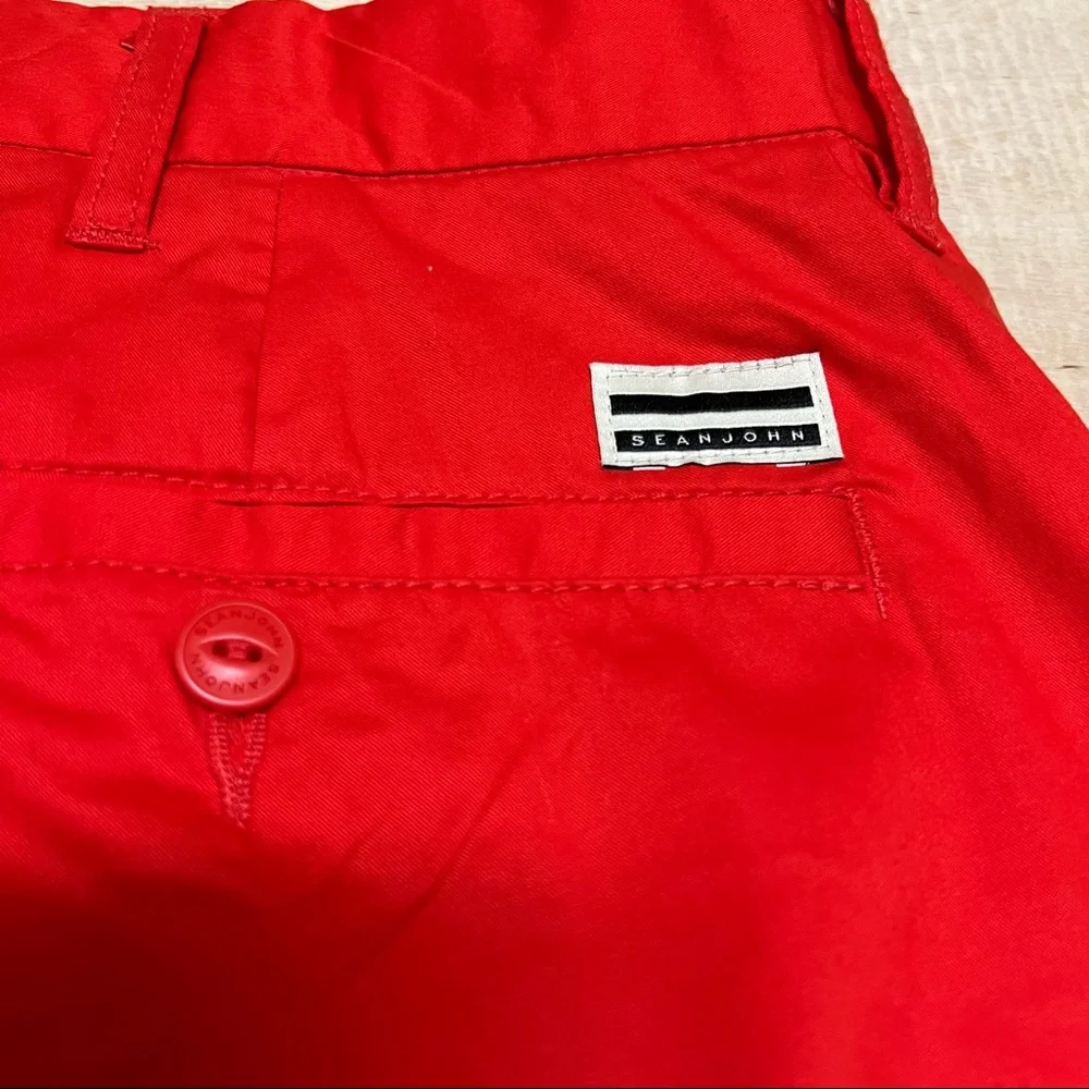 Sean John 100% Cotton Red Casual Twill Shorts Size 40